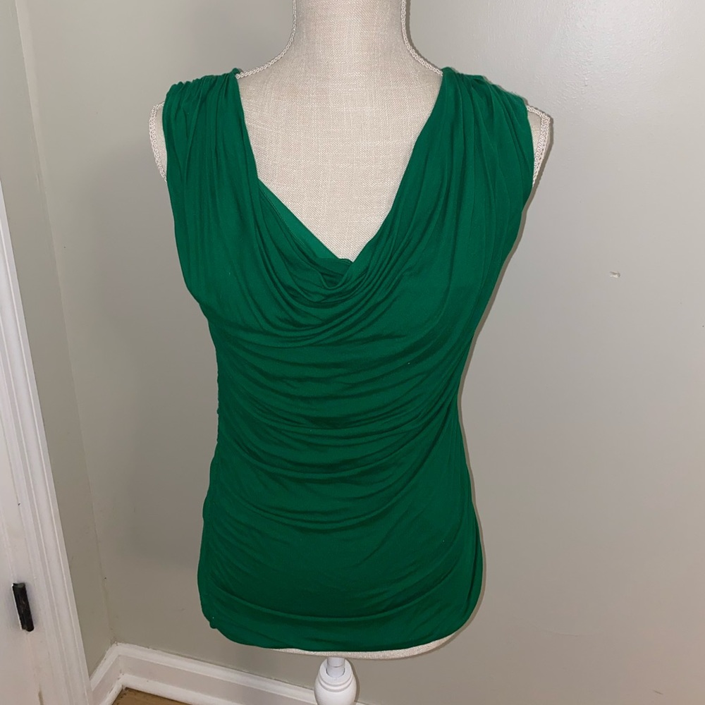 Green drape neck sleeveless top